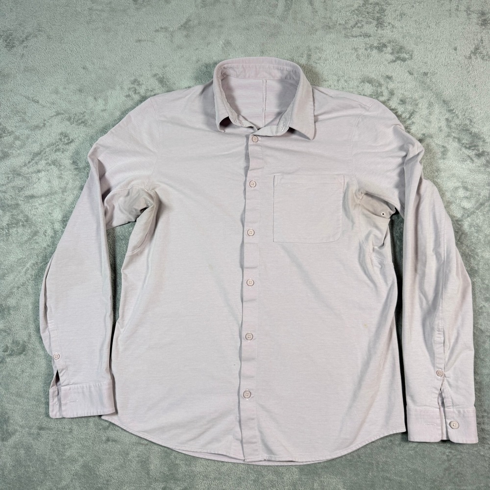 Lululemon Mens Med Lavender Button Down Long Sleeve Shirt One Thing At Time